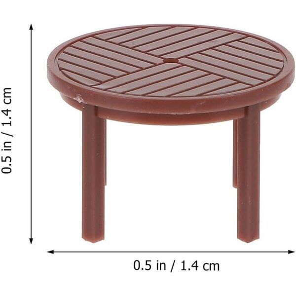 Alasum Set Mini Tavolo e Sedie in Plastica Marrone per Casetta da Gioco e Miniature