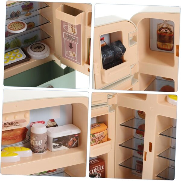 HEMOTON Mini Frigorifero Giocattolo con Set Alimentari per Casa delle Bambole