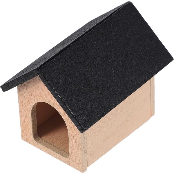 Cuccia Miniatura in Legno per Casa delle Bambole – Accessorio Decorativo Nero Compatto