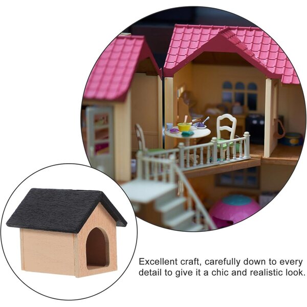 Cuccia Miniatura in Legno per Casa delle Bambole – Accessorio Decorativo Nero Compatto