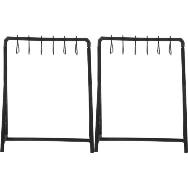 Set 2 Mini Appendiabiti Neri con 6 Grucce in Plastica per Casa delle Bambole