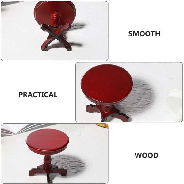ERINGOGO Tavolo Rotondo in Legno per Casa delle Bambole - Mini Tavolino Decorativo