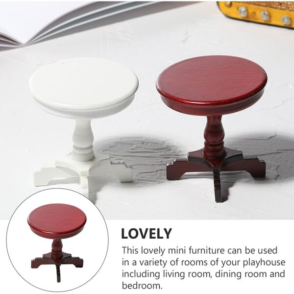 ERINGOGO Tavolo Rotondo in Legno per Casa delle Bambole - Mini Tavolino Decorativo