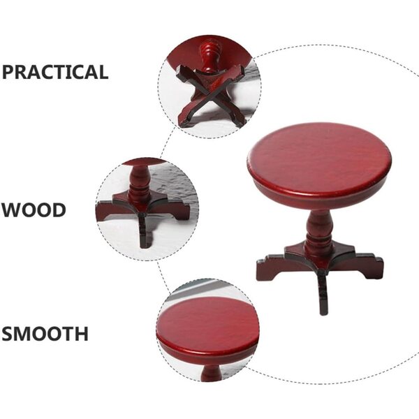 ERINGOGO Tavolo Rotondo in Legno per Casa delle Bambole - Mini Tavolino Decorativo