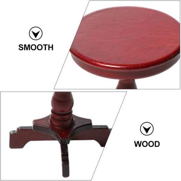 ERINGOGO Tavolo Rotondo in Legno per Casa delle Bambole - Mini Tavolino Decorativo