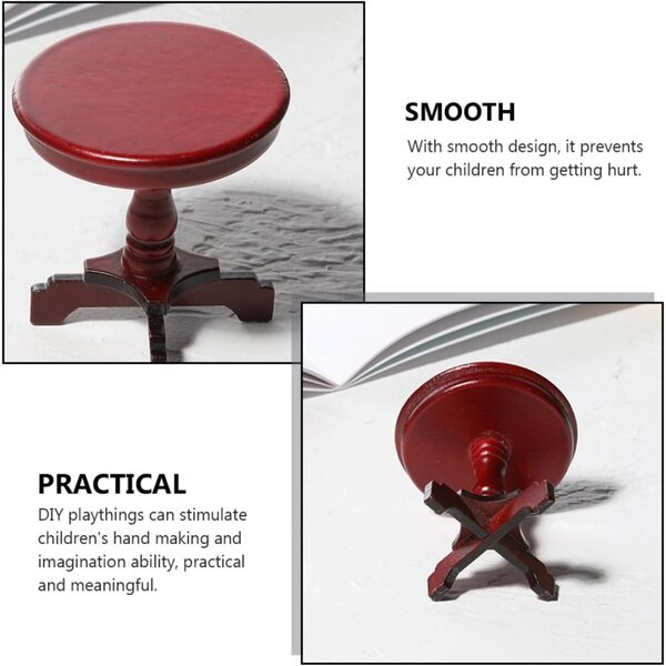 ERINGOGO Tavolo Rotondo in Legno per Casa delle Bambole - Mini Tavolino Decorativo