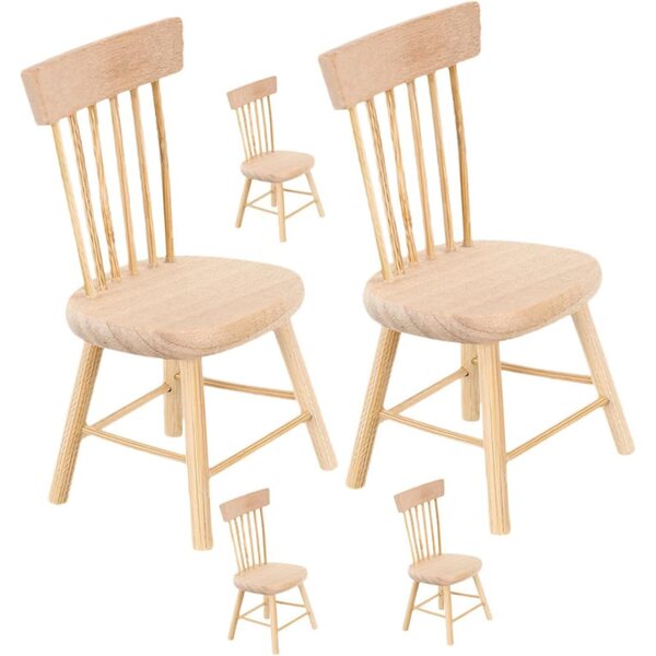 KOMBIUDA 12, Set 5 Sedie in Legno Miniatura per Casa delle Bambole, Decorativi e Creativi