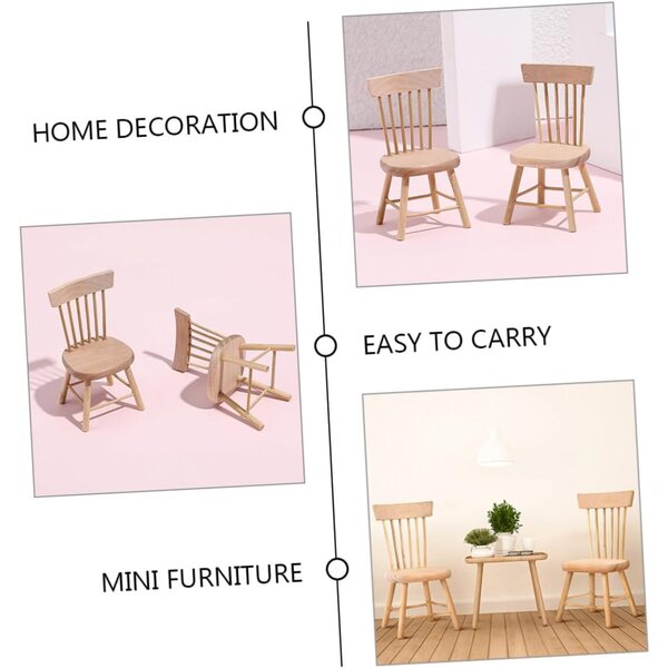 KOMBIUDA 12, Set 5 Sedie in Legno Miniatura per Casa delle Bambole, Decorativi e Creativi