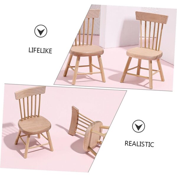 KOMBIUDA 12, Set 5 Sedie in Legno Miniatura per Casa delle Bambole, Decorativi e Creativi