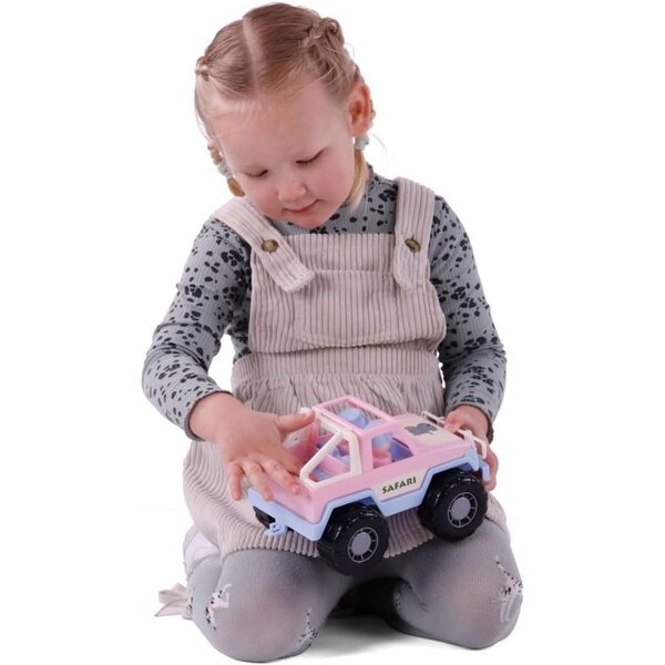Pinker Jeep Cavallino mit 2 Figuren und Tier für Kinder ab 12 Monaten