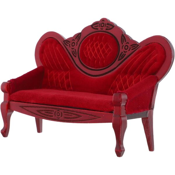 KOMBIUDA Divano Miniatura 12 cm in Legno Rosso Vintage per Case e Scene Miniature