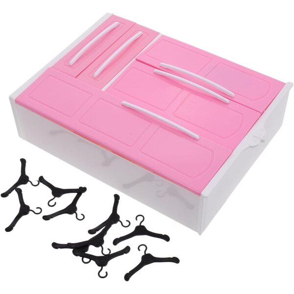 Armadio per Bambole 30 cm con 10 Grucce - Guardaroba Miniatura e Organizer per Casa delle Bambole