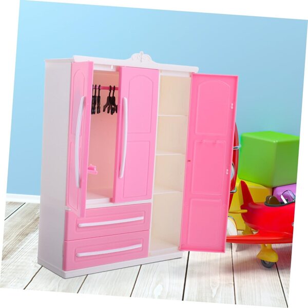 Armadio per Bambole 30 cm con 10 Grucce - Guardaroba Miniatura e Organizer per Casa delle Bambole
