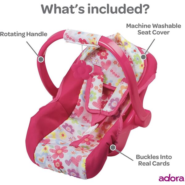 Adora Autositz für Puppen bis 20 Zoll mit maschinenwaschbarem Sitzbezug