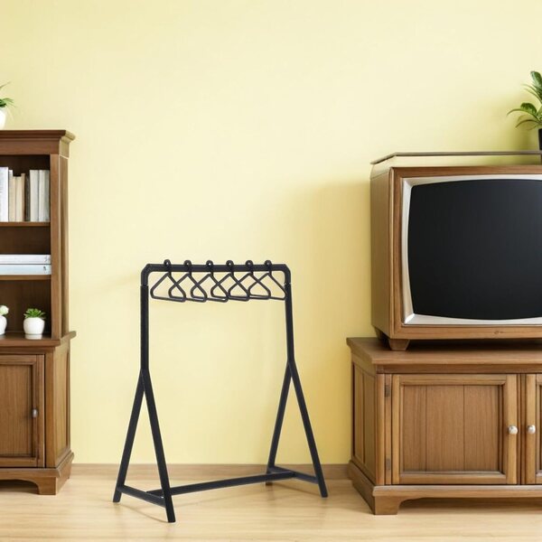 VICASKY Set mit 2 Mini-Wäscheständern mit 6 schwarzen Kleiderbügeln für Puppenhäuser