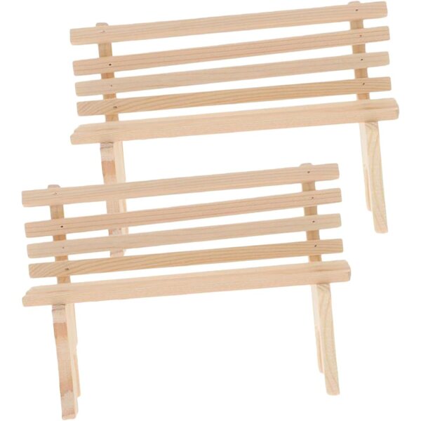 Set 2 Sedie da Giardino Miniatura in Legno Giallo Chiaro per Casa delle Bambole
