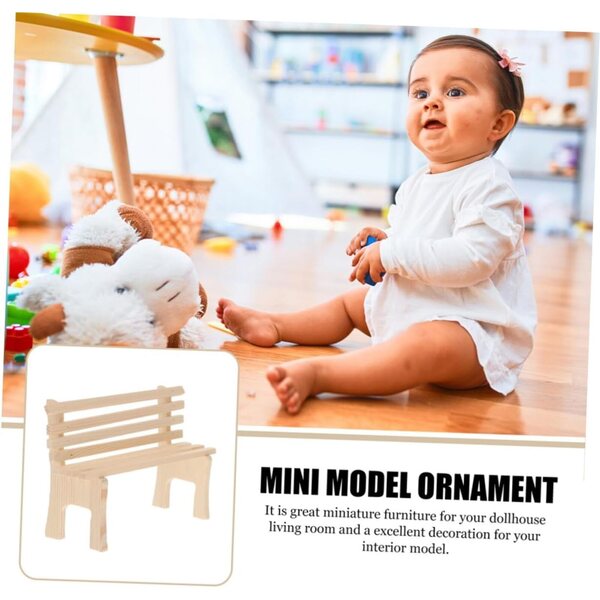 Set 2 Sedie da Giardino Miniatura in Legno Giallo Chiaro per Casa delle Bambole