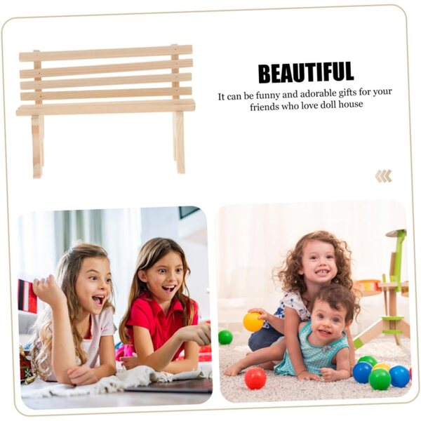 Set 2 Sedie da Giardino Miniatura in Legno Giallo Chiaro per Casa delle Bambole