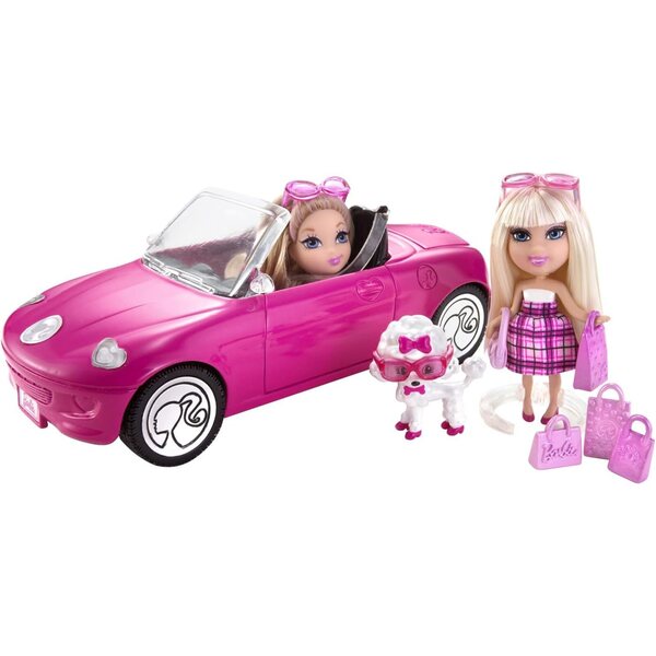 Barbie Mini Décapotable mit Puppen und rosa Hund – Mattel