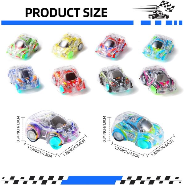 Set mit 50 farbigen Rückstoßautos aus Kunststoff für Kinder – Spiele und Partygeschenke