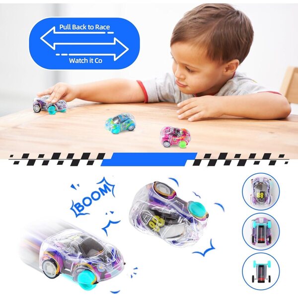 Set mit 50 farbigen Rückstoßautos aus Kunststoff für Kinder – Spiele und Partygeschenke