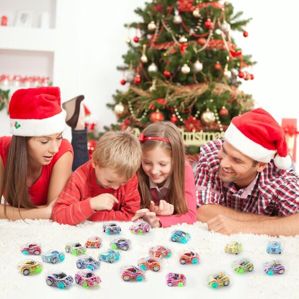Set mit 50 farbigen Rückstoßautos aus Kunststoff für Kinder – Spiele und Partygeschenke