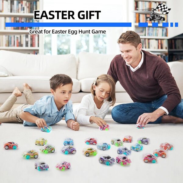 Set mit 50 farbigen Rückstoßautos aus Kunststoff für Kinder – Spiele und Partygeschenke