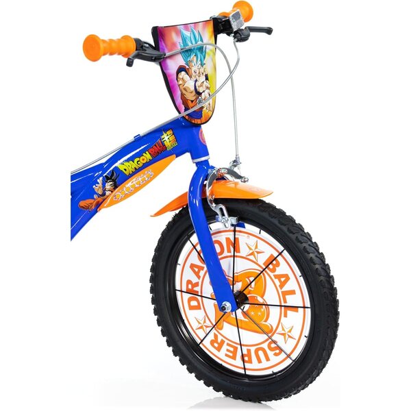 Dragon Ball 14" Kinderfahrrad für 4-6 Jahre mit Stützrädern und blauem Zubehör