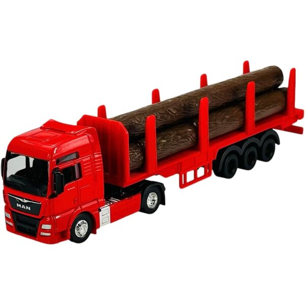 Welly Man TGX XXL Camion rosso con rimorchio in legno 1/64 modello in metallo