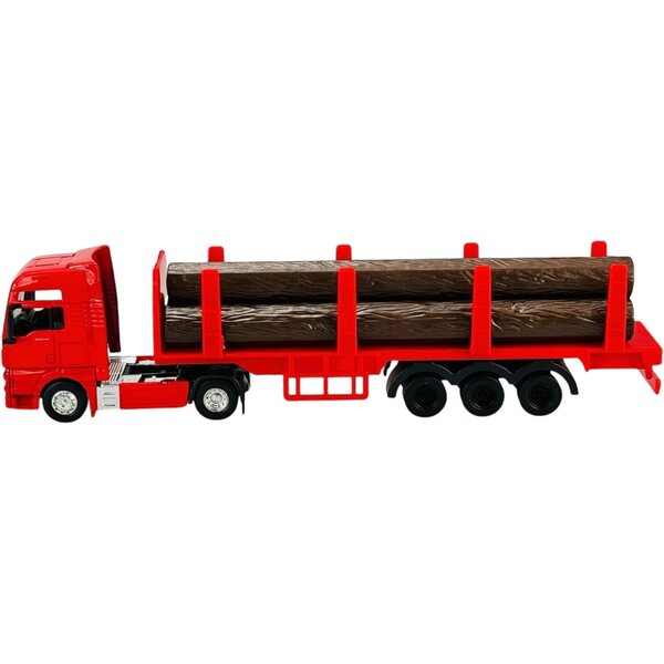 Welly Man TGX XXL Roter LKW mit Holzanhänger 1/64 Metallmodell