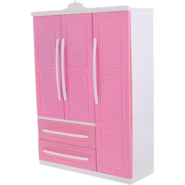 30 cm großer Puppenschrank mit 10 bunten Kleiderbügeln und viel Stauraum