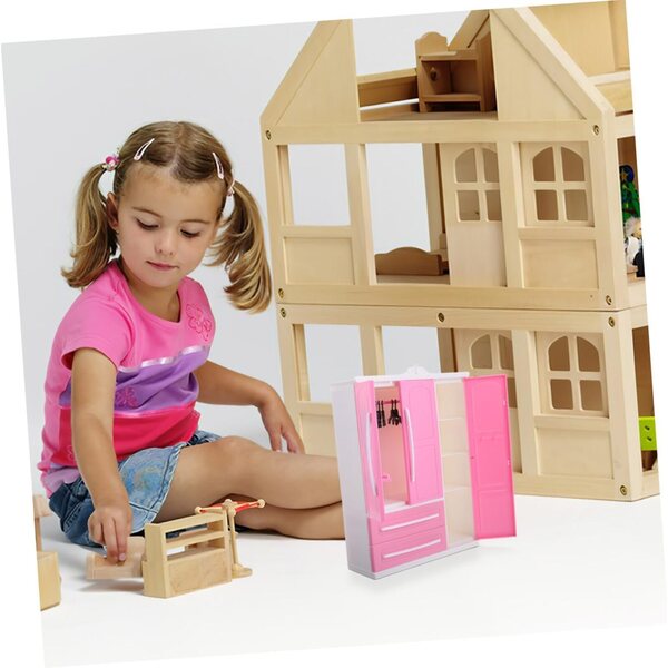 30 cm großer Puppenschrank mit 10 bunten Kleiderbügeln und viel Stauraum
