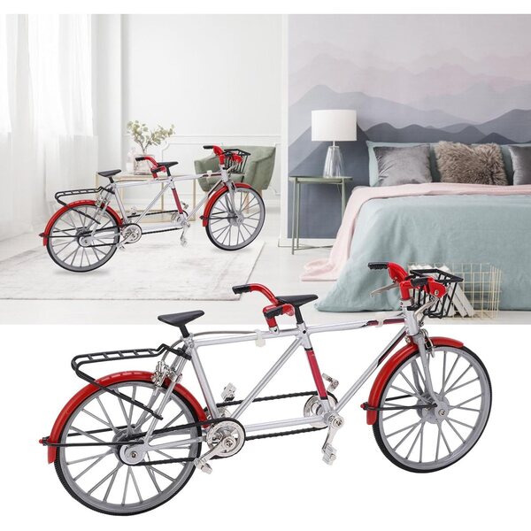 Mini-Legierungs-Tandem-Fahrradmodell | Realistische Dekoration für Zuhause und Büro