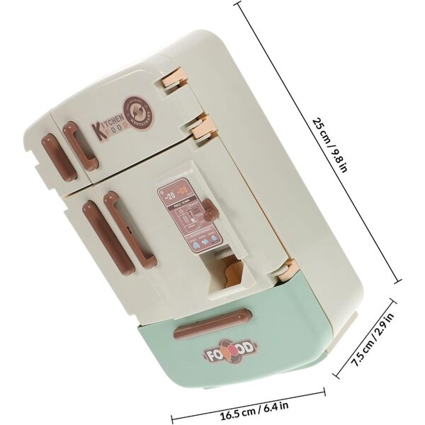 Set Mini Frigorifero Giocattolo con Mini Alimenti per Case delle Bambole in Plastica Sicura