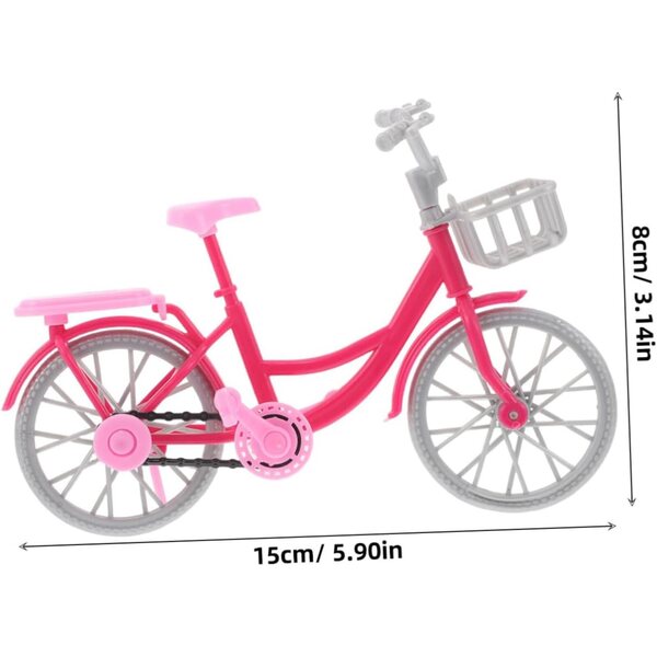 BESTonZON Rosa Puppenfahrrad-Miniaturen, 6-teiliges DIY-Set, Retro-Dekoration