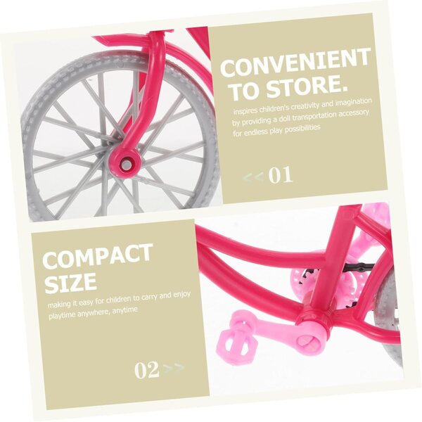 BESTonZON Rosa Puppenfahrrad-Miniaturen, 6-teiliges DIY-Set, Retro-Dekoration