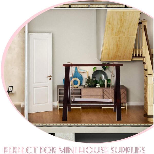 ORFOFE Mini Altalena in Legno Decorativa per Mini Case e Giardini in Miniatura