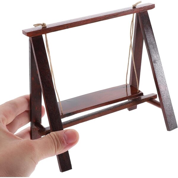 ORFOFE Mini Altalena in Legno Decorativa per Mini Case e Giardini in Miniatura