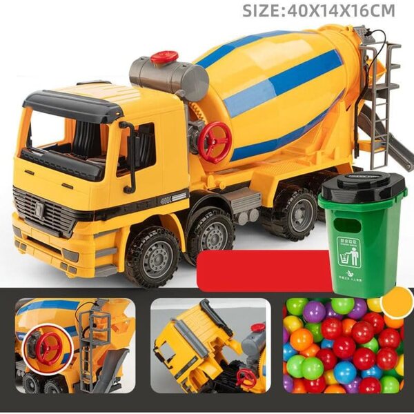 Matybobe Malaxeur Truck Großes Spielzeug aus ABS mit rotierender Trommel und 180°-Ausgang