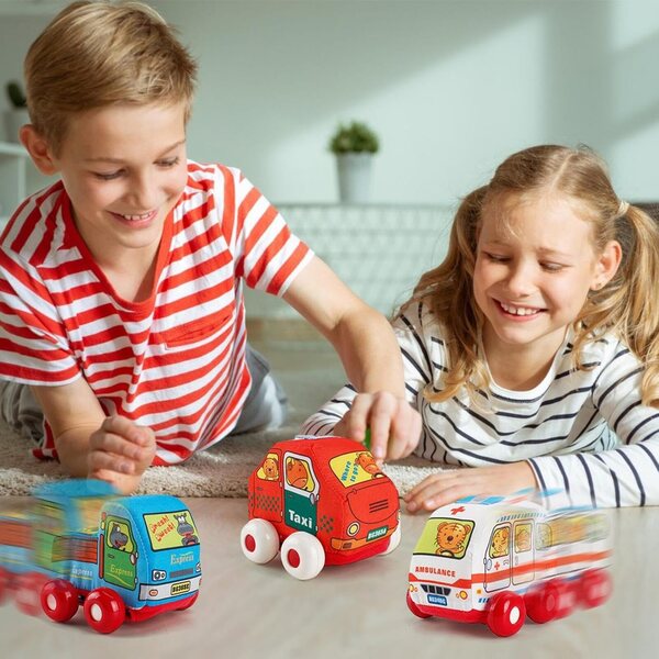 Spielzeugautos aus waschbarem, weichem Stoff, 11 x 10 x 9 cm – Lernspiel für Kinder von 0–7 Jahren