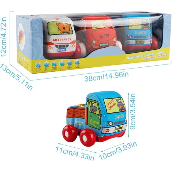 Spielzeugautos aus waschbarem, weichem Stoff, 11 x 10 x 9 cm – Lernspiel für Kinder von 0–7 Jahren