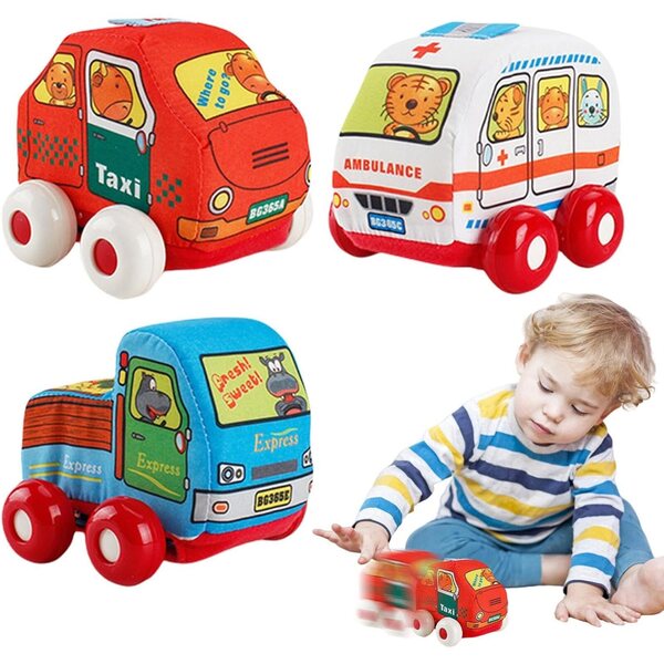 Spielzeugautos aus waschbarem, weichem Stoff, 11 x 10 x 9 cm – Lernspiel für Kinder von 0–7 Jahren