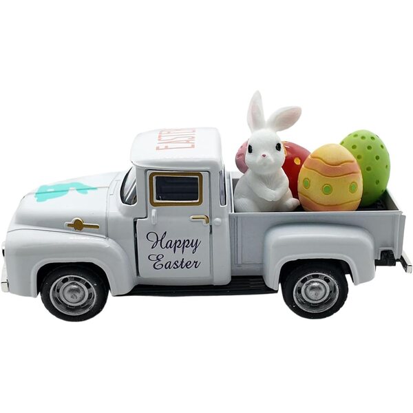 Rustic Easter Truck vintage con uova e coniglio giocattolo interattivo per bambini