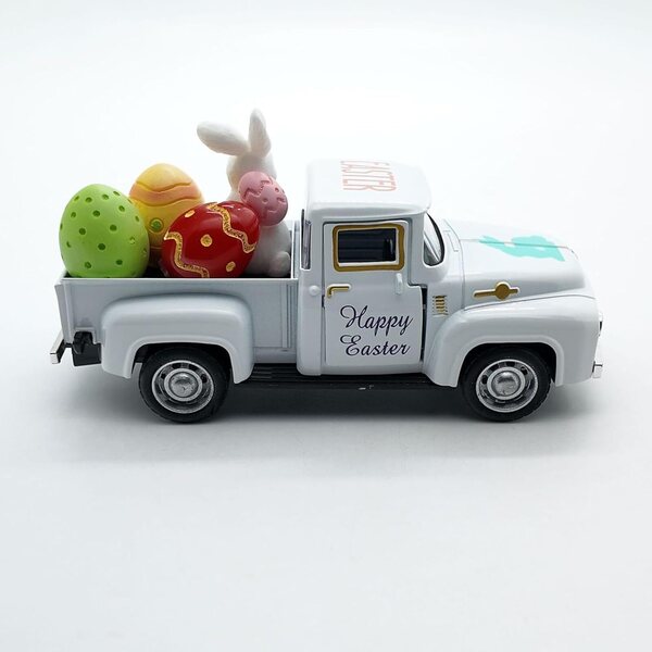 Rustic Easter Truck vintage con uova e coniglio giocattolo interattivo per bambini