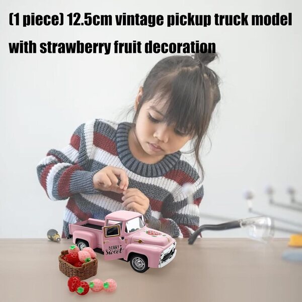 Erdbeer-Thema, Vintage-LKW-Modell aus Legierung – originelle Miniatur-Dekoration