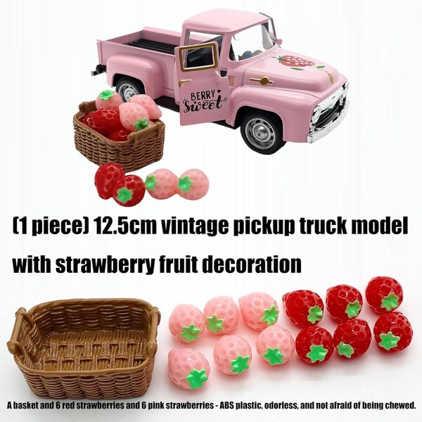 Erdbeer-Thema, Vintage-LKW-Modell aus Legierung – originelle Miniatur-Dekoration