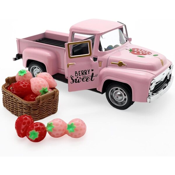 Erdbeer-Thema, Vintage-LKW-Modell aus Legierung – originelle Miniatur-Dekoration