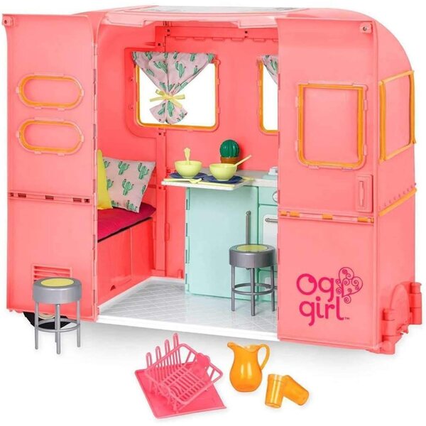 Our Generation RV Camper Rose - Camper rosa per bambole 45,7 cm con accessori