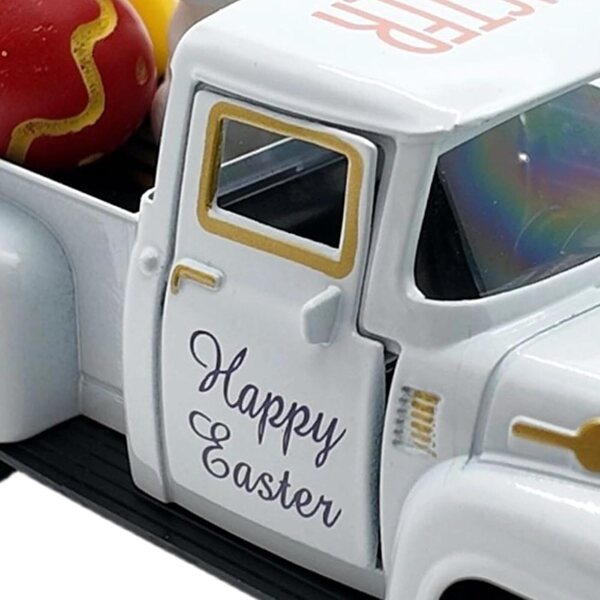 Decorazione camion vintage in resina con uova e pick-up per Pasqua e casa