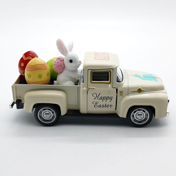 Weihnachtshasenkutsche: Vintage-Osterspielzeug 12,5x5x4cm mit Hase und Eiern